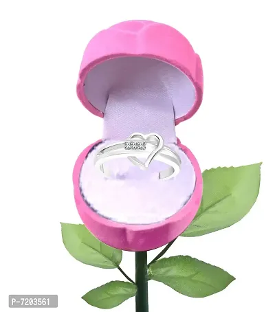 Vighnaharta Shadow Heart CZ Rhodium Plated Alloy Ring with PROSE Ring Box for Women and Girls - [VFJ1049ROSE-PINK14]