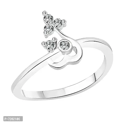 Vighnaharta Valentine Gift Style Heart CZ Rhodium Plated Alloy Fashion Ring for Girls - [VFJ1144FRG15]
