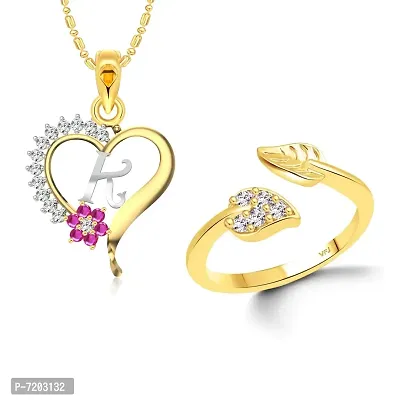 Vighnaharta Valentine Day Gifts Initial K Letter Pendant Jewellery set for Women and Girls.