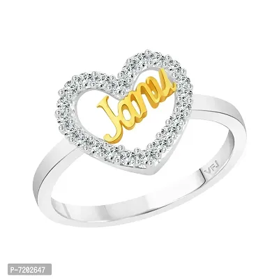 Vighnaharta My Love Janu CZ Silver Rhodium Plated Alloy Ring for Women-thumb0