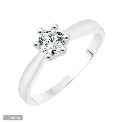 Vighnaharta Solitaire CZ Rhodium Plated Alloy Finger Ring for Women and Girls - [VFJ1228FRR15]