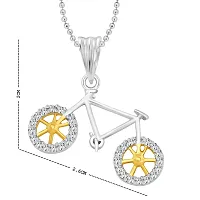 Vighnaharta Modify Cycle CZ Rhodium Plated Silver Brass Pendant for Women-thumb1