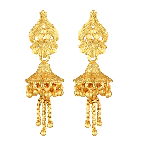 Trendy Brass Golden Jhumkas For Womens