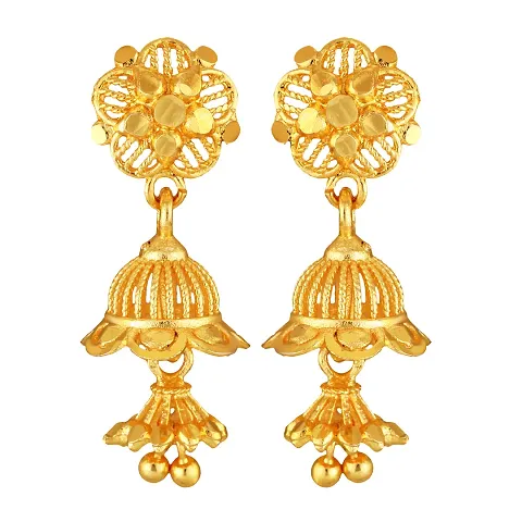 Trendy Brass Golden Jhumkas For Womens