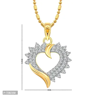 Vighnaharta Valentine Gift Golden Miracle Heart CZ Gold and Rhodium Plated Pendant - [VFJ1198PG]-thumb2