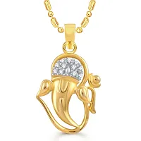 Vighnaharta Omkara (CZ) Gold and Rhodium Plated Pendant - [VFJ1012PG]-thumb1