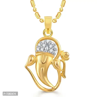 Vighnaharta Omkara (CZ) Gold and Rhodium Plated Pendant - [VFJ1012PG]-thumb2