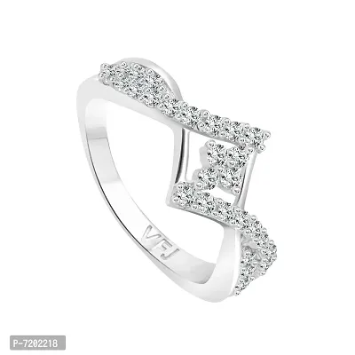 Vighnaharta Finger Touch CZ Rhodium Plated Alloy Finger Ring for Girls and Women - [VFJ1212FRR16]-thumb2