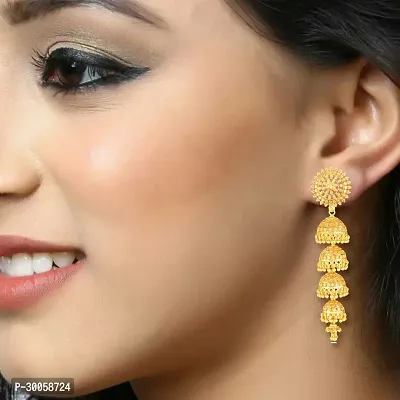 Stylish Gold Brass Studs Earrings For Women-thumb2