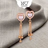 Stylish Gold Brass Cubic Zirconia Studs Earrings For Women-thumb2