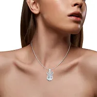 Butterfly Solitaire CZ Rhodium Plated Pendant with Chain for Girls and Women-thumb1