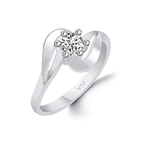 Vighnaharta Nice Solitaire Ring CZ Plated Alloy Ring for Women and Girls-[VFJ1463FRR12]