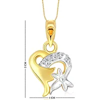 Vighnaharta Valentine Gift Sweet Flory Heart (CZ) Gold and Rhodium Plated Pendant - [VFJ1103PG]-thumb1