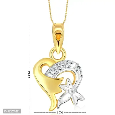 Vighnaharta Valentine Gift Sweet Flory Heart (CZ) Gold and Rhodium Plated Pendant - [VFJ1103PG]-thumb2