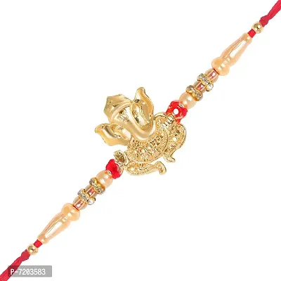 Vighnaharta Lord Gajanan Gold and Rhodium Plated Alloy Rakhi for Lovely Brother -VFJ1109RKG