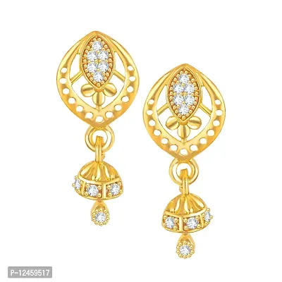 Screw back alloy dangler studs Jhumki CZ Earring for Women and Girls-thumb0