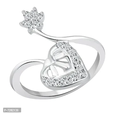 Vighnaharta Valentine Gift Creation Heart CZ Rhodium Plated Alloy Fashion Ring for Girls - [VFJ1153FRR8]-thumb0