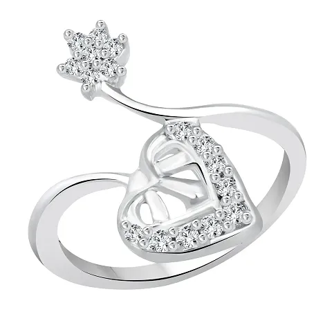 Vighnaharta Valentine Gift Creation Heart CZ Plated Alloy Fashion Ring for Girls - [VFJ1153FRR8]