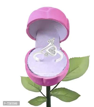 Vighnaharta Heart Treat CZ Rhodium Plated Alloy Ring with PROSE Ring Box for Women and Girls - [VFJ1147ROSE-PINK14]