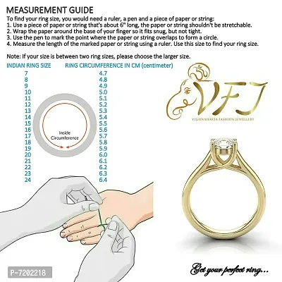 Vighnaharta Finger Touch CZ Rhodium Plated Alloy Finger Ring for Girls and Women - [VFJ1212FRR16]-thumb3