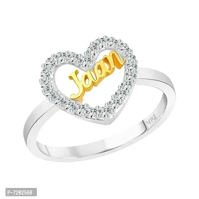 Vighnaharta Valentine Gift My Love Jaan CZ Rhodium Plated Alloy Ring for Women and Girls - [VFJ1295FRR13]-thumb0
