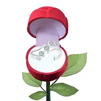 Vighnaharta Three Stone CZ Rhodium Plated Alloy Ring with Rose Ring Box for Women and Girls - [VFJ1232ROSE12]-thumb1