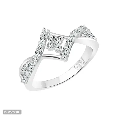 Vighnaharta Finger Touch CZ Rhodium Plated Alloy Finger Ring for Girls and Women - [VFJ1212FRR16]-thumb0