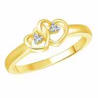 Vighnaharta Gold and Rhodium Plated Brass Dual Heart Ring with Initial ''R'' Letter Pendant Combo Set for Women-thumb1