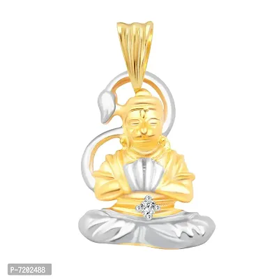 Vighnaharta Tapasvi Hanuman CZ Gold and Rhodium Plated Alloy Pendant for Men and Boys - [VFJ1094PG]-thumb0