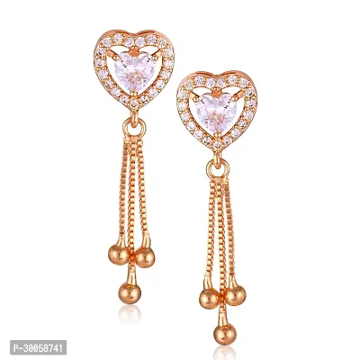 Stylish Gold Brass Cubic Zirconia Studs Earrings For Women