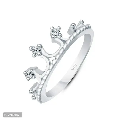 Vighnaharta Empire Crown Ring CZ Rhodium Plated Alloy Ring for Women and Girls-[VFJ1471FRR7]