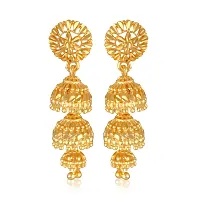 Stylish Golden Brass  Jhumkas Earrings For Women-thumb1