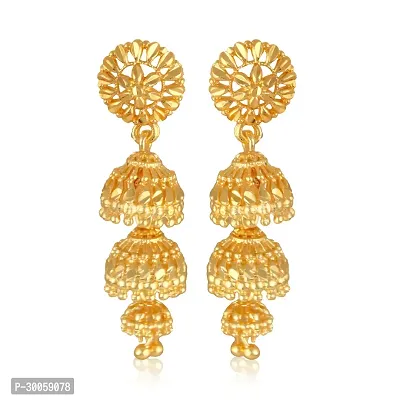 Stylish Golden Brass  Jhumkas Earrings For Women-thumb2