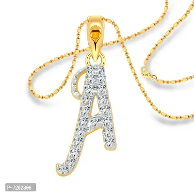 Vighnaharta Ambition A Letter CZ Gold and Rhodium Plated Alloy Pendant for Women and Girls-[VFJ1235PG]