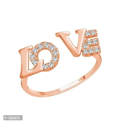 Vighnaharta Rose Gold Plated Alloy adjustable love Ring for Women and Girls [VFJ1646RG ]