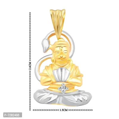 Vighnaharta Tapasvi Hanuman CZ Gold and Rhodium Plated Alloy Pendant for Men and Boys - [VFJ1094PG]-thumb2