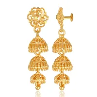 Traditional Golden Brass Beads Jhumkas Earrings For Women-thumb3