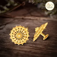 Golden Brass No Gemstone Studs Earrings For Women-thumb1