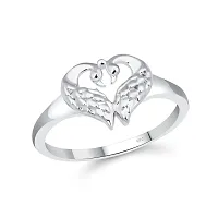 Vighnaharta Cute Mayur Heart CZ Rhodium Plated Ring with Scented Velvet Rose Ring Box for women and girls and your Valentine.-thumb1