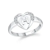 Vighnaharta cz alloy Rhodium plated Valentine collection Initial '' H '' Letter in heart ring alphabet collection with Scented Velvet Rose Ring Box for women and girls and your Valentine.-thumb1