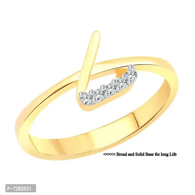 Vighnaharta Initial ''L'' Letter (CZ) Gold and Rhodium Plated Alloy Ring for Women and Girls- [VFJ1184FRG9]-thumb2