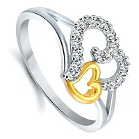 Vighnaharta Valentine Gift White Couple Heart CZ Gold and Rhodium Plated Ring -VFJ1020FRR-thumb1