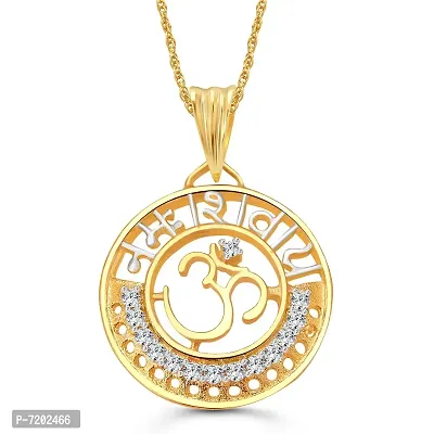 Vighnaharta Om Namaha Shivay (CZ) Gold and Rhodium Plated Pendant - [VFJ1005PG]-thumb0