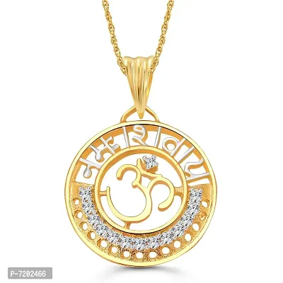 Vighnaharta Om Namaha Shivay (CZ) Gold and Rhodium Plated Pendant - [VFJ1005PG]