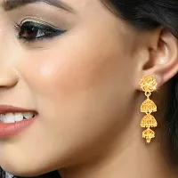 Traditional Golden Brass Beads Jhumkas Earrings For Women-thumb2