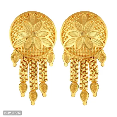 Golden Brass No Gemstone Studs Earrings For Women