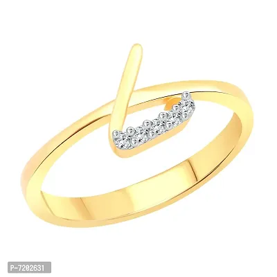 Vighnaharta Initial ''L'' Letter (CZ) Gold and Rhodium Plated Alloy Ring for Women and Girls- [VFJ1184FRG9]