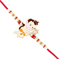 Veena Ganesh Bal Hanuman Combo Cartoons Gold And Rhodium Plated Alloy Kids Rakhi For Lovely Brother-thumb2