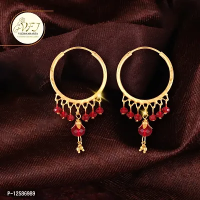 Golden Brass Cubic Zirconia Jhumkas Earrings For Women-thumb2