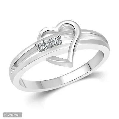 Vighnaharta Valentine Gift Heart and Soul CZ Silver and Rhodium Plated Ring -VFJ1049FRR-thumb0